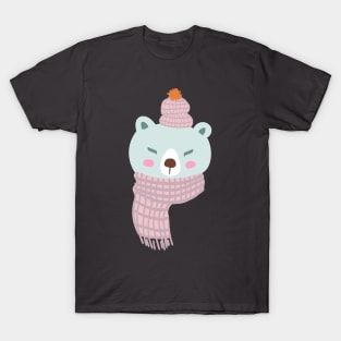 Cute Polar Bean In Winter Hat And Scarf T-Shirt